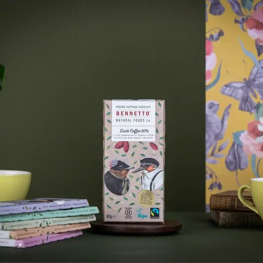 BENNETTO Organic Coffee in 60% Dark Chocolate 80g