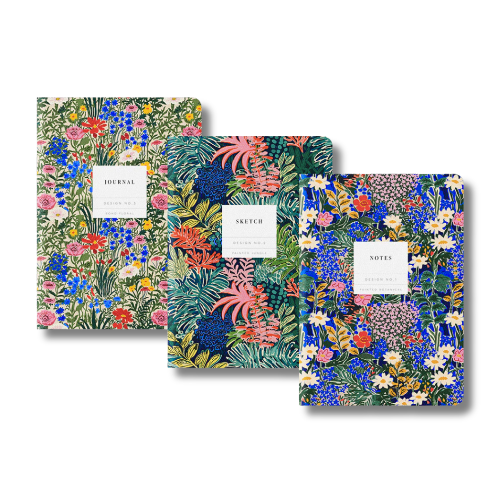 Set No.1 | 3 Pack of A5 Kaleido Notebooks | Printed Botanicals