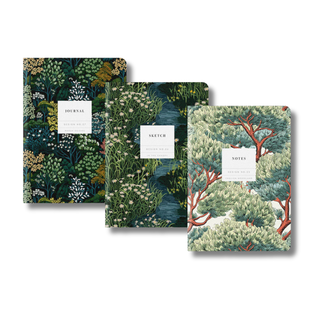 Set No.6 | 3 Pack of A5 Kaleido Notebooks | English Woodland