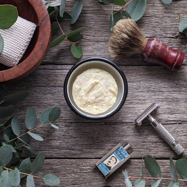 Enamel Shaving Ramekin [Colour: White with black trim]