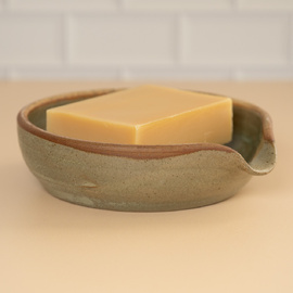 Pottery Soap Dish - Warm Green