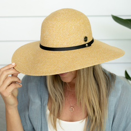 Sundaise | Packable Hat | Aubrey Wide Brim with Black Band