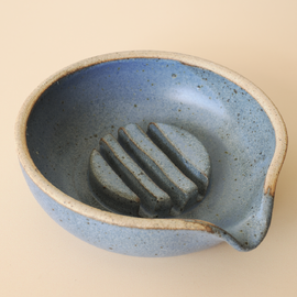 Pottery Soap Dish - Light Steel Blue