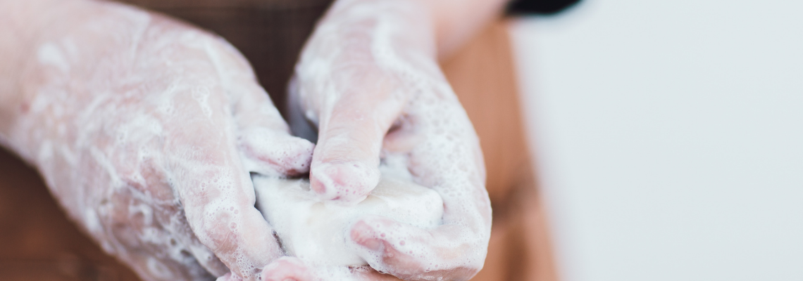 Hands being washed using Washpool handmade soaps