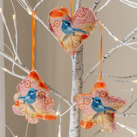 Fabric Christmas Ornaments | Luina – The Blue Wren | Set of Three