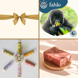 Fahlo Gift Set | Luxury Soap Bar + Lip Balm + Animal Tracking Bracelet | Strawberry