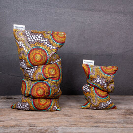 Washpool Heat Pillow- Neck and Eye Pillows Bush Onion Dreaming 100% Cotton Artist Fabric & Australian Lupin Seed Filling