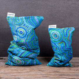 Washpool Heat Pillows-  Goanna Dreaming Print 100% Cotton Fabric with Australian Lupin Seed Filling