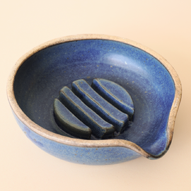 Pottery Soap Dish - Bright Blue