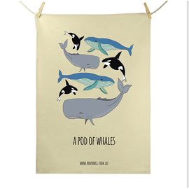 Pod of Whales Tea Towel