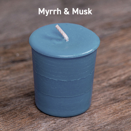 Hand Poured Votive- Myrrh & Musk