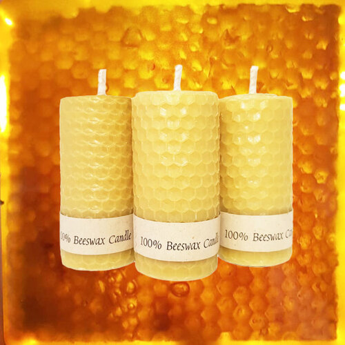 Unscented Rolled Beeswax Candles, 3 pack