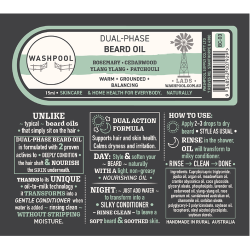 Dual-Phase Beard Oil: Rosemary • Cedarwood • Ylang Ylang • Patchouli