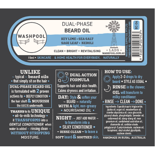 Dual-Phase Beard Oil: Key Lime • Sea Salt • Sage Leaf • Neroli