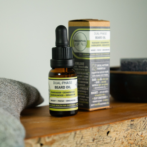 Dual-Phase Beard Oil: Mandarin • Cedarwood • Sandalwood • Geranium