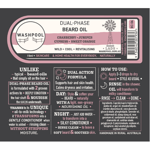Dual-Phase Beard Oil: Cranberry • Juniper • Cypress • Sweet Orange
