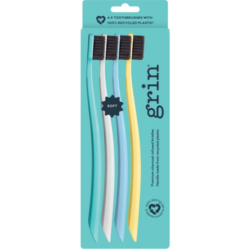 Four pack Charcoal-infused Soft Toothbrushes