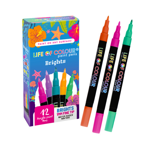 Brights Acrylic Paint Pens - Pack of 12