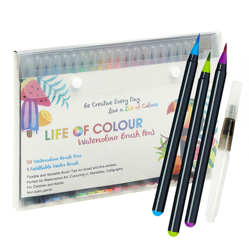 Watercolour Brush Pens - Pack of 20