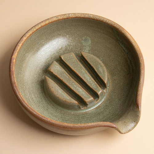 Pottery Soap Dish - Warm Green