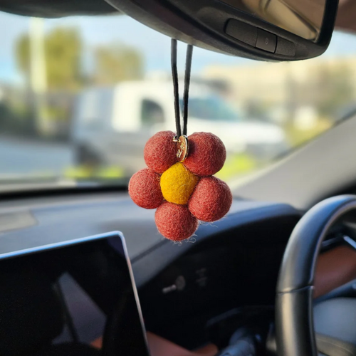 Champagne & Pomegranate ~ Felt Flower Air Freshener