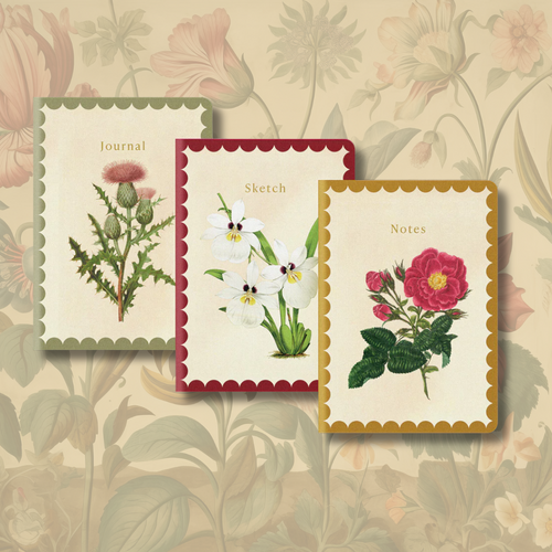 Set No.1 | 3 Pack of A5 Kaleido Notebooks | Printed Botanicals